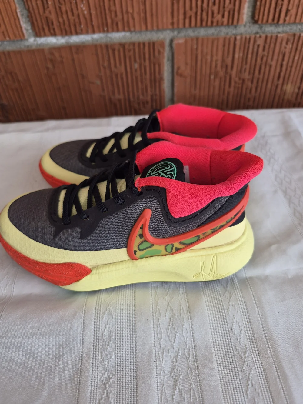 Nike Kids Gray Sneakers with Neon Pink, Yellow & Orange Accents
